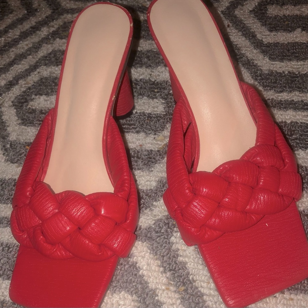 Braided Design Chunky Mules Size42